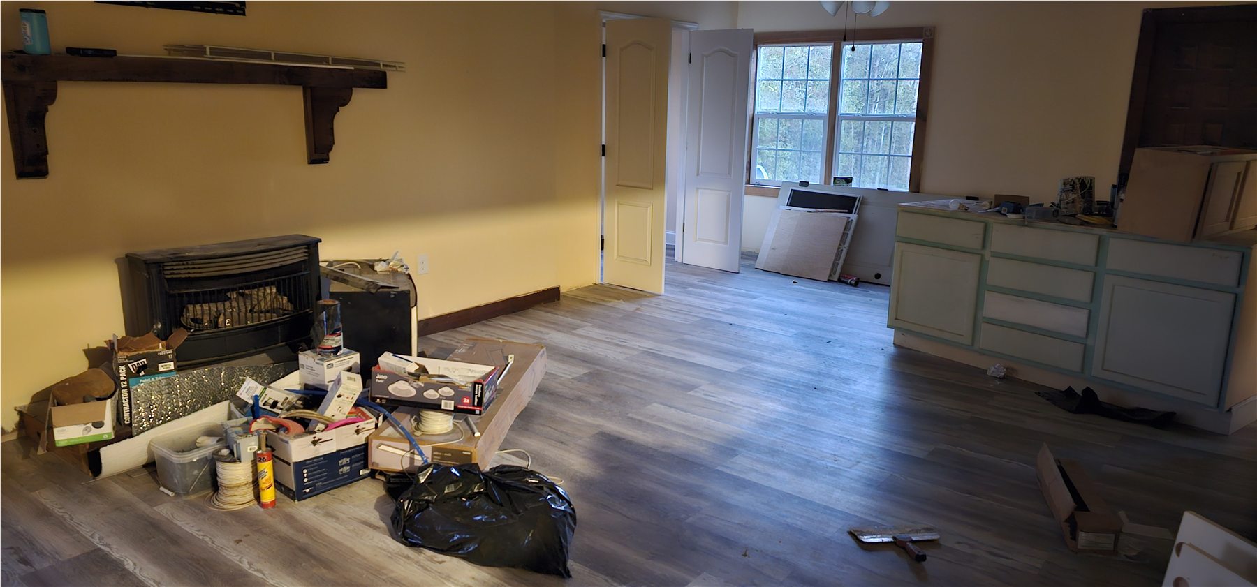 Living area being cleared and arranged
