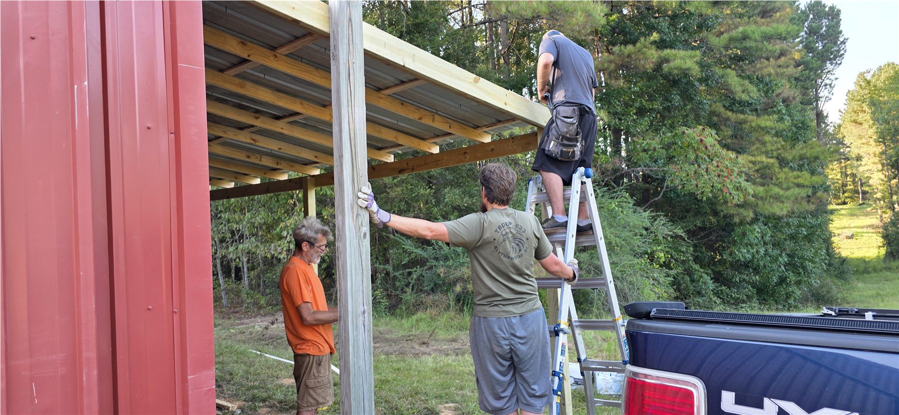 Barn construction work in progress