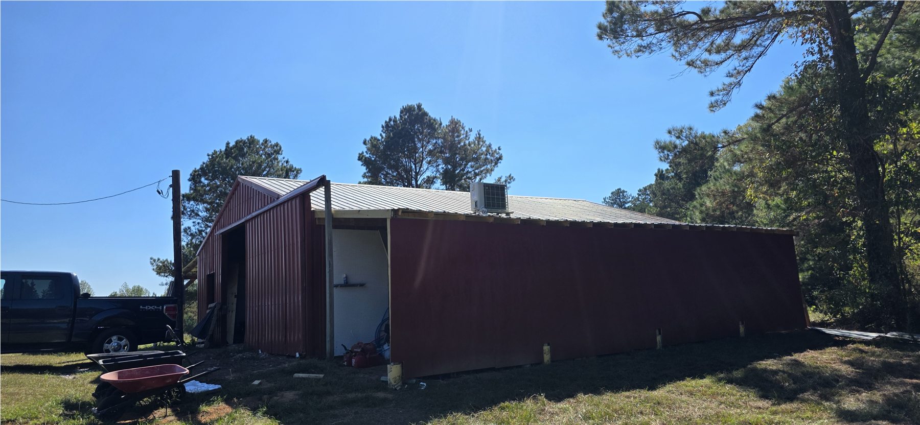 Barn exterior during the conversion