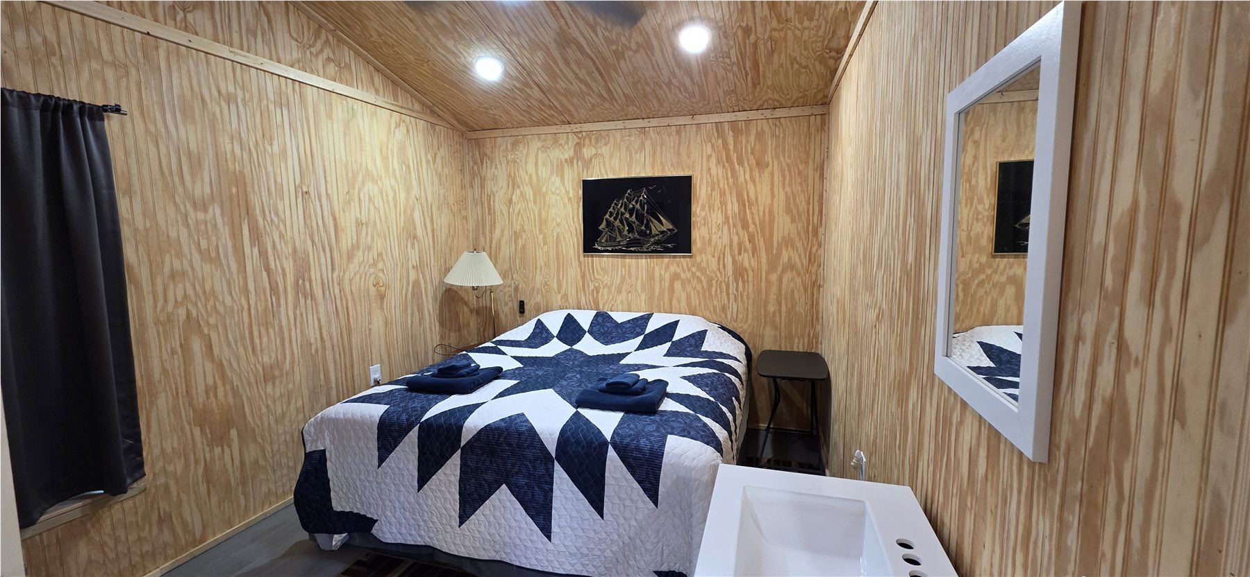 Finished tiny-house sleeping area