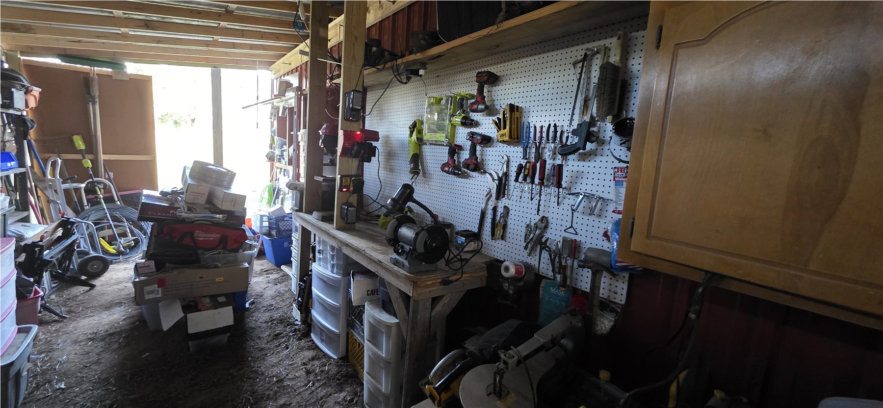 Barn work area and tool storage